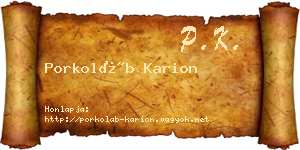 Porkoláb Karion névjegykártya